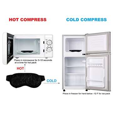 Sleeping Weighted Eye Mask for Woman Man Reusable Gel Beads Ice Pack with Soft Plush Backing Hot Cold Therapy Eye Pillow for Puffy Eyes, Dark Circles, Headaches, Migraines, Stress Relief - Black