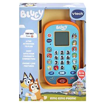 VTech Bluey Ring Ring Learning Phone, Official Bluey Toy, Interactive Role Play Phone, Toy Phone wit...
