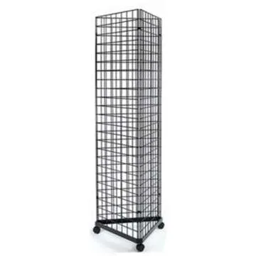 Commercial Grade 2' x 6' Foor Wire Grid Panel 3-Sided Tower Floorstanding Display Kit with Rolling B...
