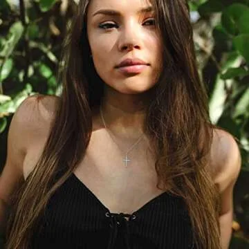 Befettly Tiny Cross Necklace, Women Silver Dainty Polished Faith Cute Crucifix Pendant Neckalce