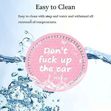 4 Pack Bling Car Coasters, 2.75 Inch Bling Crystal Rhinestone Diamond Soft Rubber Pad Set Round Auto Cup Holder Insert Drink Coaster Car Interior Accessories (Pink-White)