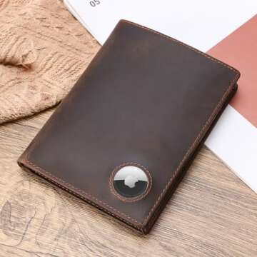 Polare RFID Leather Passport Wallet with AirTag Slot