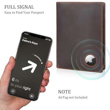 Polare RFID Leather Passport Wallet with AirTag Slot