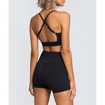IWEMEK Women’s 2 Piece Yoga Workout Set - High Waisted Shorts & Sport Bra