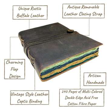 Vintage Leather Journal for Women & Men - Rustic Travel Notebook