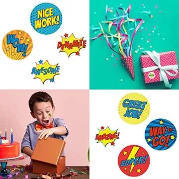 Reward Stickers for Teachers.1000 PCS Superhero Stickers for Kids in 8 Designs.1Inch School Stickers on Sheets.Teacher Supplies for Classroom, Motivational Stickers, Classwork Award Stickers.