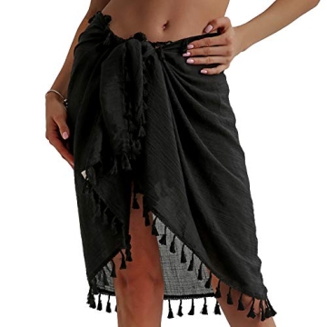 Eicolorte Beach Wrap Skirt for Women Short Sarong Sheer Bikini Swimwear Cover Ups