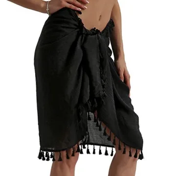 Eicolorte Beach Wrap Skirt for Women Short Sarong Sheer Bikini Swimwear Cover Ups
