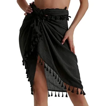 Eicolorte Beach Wrap Skirt for Women Short Sarong Sheer Bikini Swimwear Cover Ups