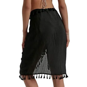 Eicolorte Beach Wrap Skirt for Women Short Sarong Sheer Bikini Swimwear Cover Ups