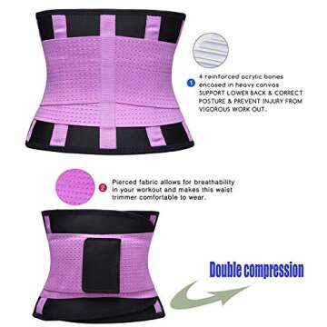 VENUZOR Waist Trainer Belt for Women - Waist Cincher Trimmer - Slimming Body Shaper Belt - Sport Girdle Belt (UP Graded)(Purple,Medium)