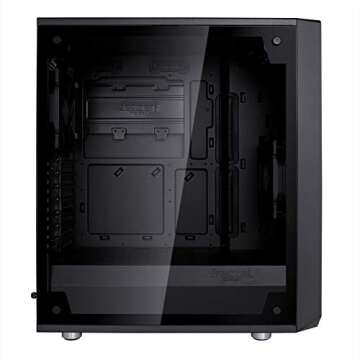 Fractal Design Meshify C - Compact Computer Case - High Performance Airflow/Cooling - 2X Fans Included - PSU Shroud - Modular Interior - Water-Cooling Ready - USB3.0 - Tempered Glass - Blackout