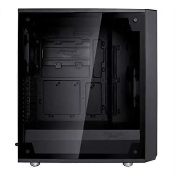 Fractal Design Meshify C - Compact Computer Case - High Performance Airflow/Cooling - 2X Fans Included - PSU Shroud - Modular Interior - Water-Cooling Ready - USB3.0 - Tempered Glass - Blackout