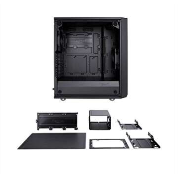 Fractal Design Meshify C - Compact Computer Case - High Performance Airflow/Cooling - 2X Fans Included - PSU Shroud - Modular Interior - Water-Cooling Ready - USB3.0 - Tempered Glass - Blackout