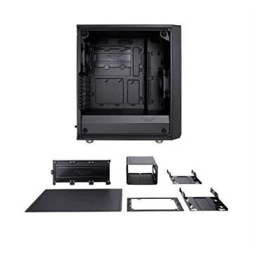 Fractal Design Meshify C - Compact Computer Case - High Performance Airflow/Cooling - 2X Fans Included - PSU Shroud - Modular Interior - Water-Cooling Ready - USB3.0 - Tempered Glass - Blackout