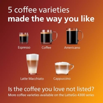 Philips 4300 Espresso Machine with LatteGo Frother - 8 Varieties