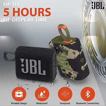 JBL Go 3 Portable Bluetooth Wireless Speaker, IP67 Waterproof and Dustproof Built-in Battery - Black - Boomph's Comprehensive Ultimate Performance Cloth Solution for Your On-the-Go Sound Experience