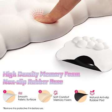 Keyboard Cloud Wrist Rest with Soft Leather Memory Foam Wrist Support/Cushion for Easy Typing and Pain Relief, Egronomic Non-Slip Computer Palm Rest for PC Gaming/Laptop/Hand Pad/Mac (White)