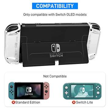 RHOTALL 3 in 1 Transparent Case for Nintendo Switch OLED, Clear Dockable Shell Compatible with Switch OLED and Joycon Controller, Comfort Grip Case with Shock-Absorption and Anti-Scratch Design