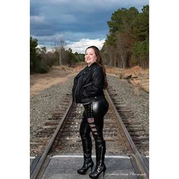 Trendy Nihsatin Fishnet Trim PU Leather Pants for Women