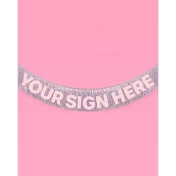 xo, Fetti Silver Iridescent Fringe Banner - 5 Ft. | Bachelorette Party Decorations, Birthday Party D...