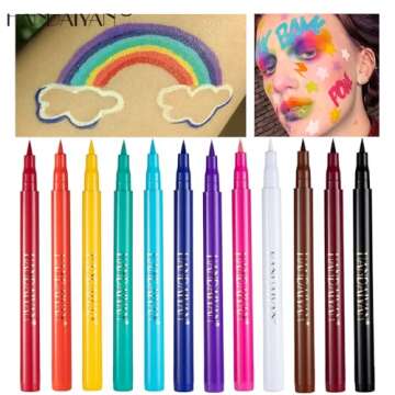 BestLand 12 Colors Matte Liquid Eyeliner Set Rainbow Colorful Neon Eyeliner Pencil Pigmented Waterpr...