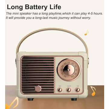 Baolira Retro Bluetooth Speaker Wireless Mini Speaker,Bluetooth Speaker with Crystal Clear Stereo Sound Rich Bass,Portable Bluetooth Speaker for iPhone,Android Devices and Tablet (Beige)