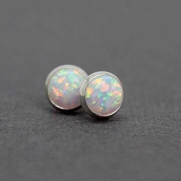 Stylish Handmade 6mm Opal Stud Earrings for Women