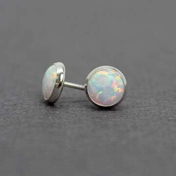 Stylish Handmade 6mm Opal Stud Earrings for Women