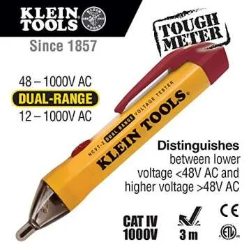 Klein Tools NCVT-2 Voltage Tester, Non-Contact Dual Range Voltage Tester Pen for Standard and Low Vo...