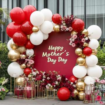 Red White Gold Balloon Arch Double Stuffed Red and White Balloons Matte Ruby Red Balloon Garland Kit Metallic Gold Latex Balloons For Baby Shower Birthday Wedding Valentine's Day Party Decorations
