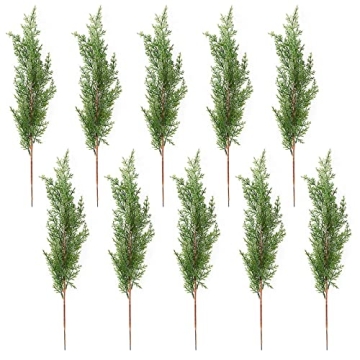 INIFLM 10Pcs Artificial Cypress Branches,16.5in Faux Long Stem Cedar Sprigs Fake Greenery Pine Picks...