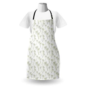 Ambesonne Tropical Apron, Tropical Coconut Palm Trees Pattern Print Exotic Hawaiian Wild Lands Holid...