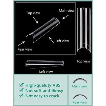 480PCS Extra Long NO C Curve Nail Tips XL, 2 Packs Natural and Clear Nail Tips for Acrylic Nails Professional Set, 12 Sizes Straight Tapered Square Press on False Nail Tips for Nail Art Salon Home DIY