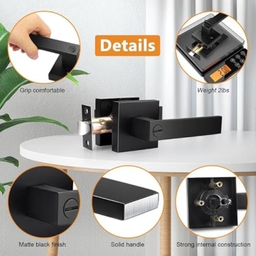 Probrico Heavy Duty Privacy Door Handles, Square Levers 10 Pack