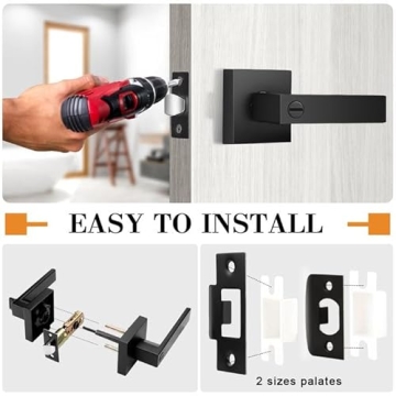 Probrico Heavy Duty Privacy Door Handles, Square Levers 10 Pack