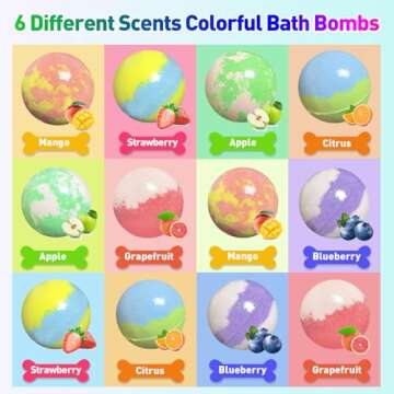 Bath Bombs for Kids, 12pcs Bath Bombs with Surprise Toys Inside, Natural and Organic Colorful Bubble Bath Fizz Bomb for Kids, Gift Set for Birthday, Halloween, Christmas for Boys and Girls