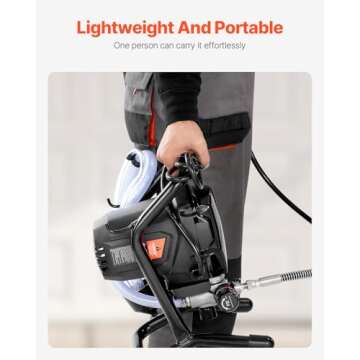 VEVOR 750W Stand Airless Paint Sprayer, 3000PSI High Efficiency Electric Airless Sprayer, Fine and Even Painting Effect, Handheld Paint Sprayers for Home Interior and Exterior Furniture and Fences