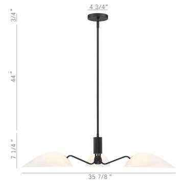 MEXO Modern Glass Chandeliers, Sputnik Chandelier Black Pendant Lighting Fixture Glass Shade Ceiling Light for Dining Room Kitchen Island