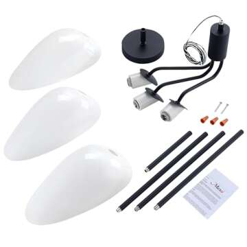 MEXO Modern Glass Chandeliers, Sputnik Chandelier Black Pendant Lighting Fixture Glass Shade Ceiling Light for Dining Room Kitchen Island