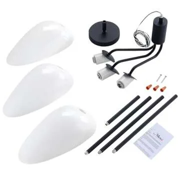 MEXO Modern Glass Chandeliers, Sputnik Chandelier Black Pendant Lighting Fixture Glass Shade Ceiling Light for Dining Room Kitchen Island