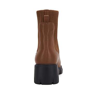 Coutgo Women’s Chelsea Platform Ankle Boots Elastic Slip On Chunky Block Heel Lug Sole Booties