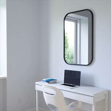 Umbra Hub Rectangular Wall Mirror with Rubber Frame, Modern Decor for Entryways, Washrooms, Living R...