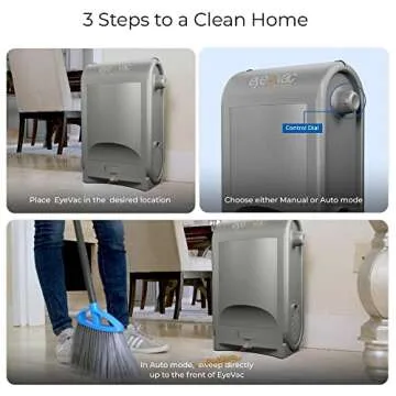 EyeVac Pro Touchless Vacuum Automatic Dustpan - Ultra Fast & Powerful - Great for Sweeping Salon Pet Hair Food Dirt Kitchen, Corded Canister Vacuum, Bagless, Automatic Sensors, 1400 Watt (Silver)