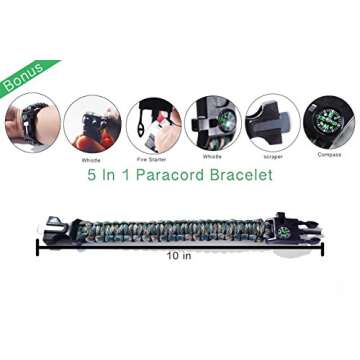 Solar + Hand Crank AM FM Radio Emergency NOAA Weather Radio + USB 2000mAh Power Bank Phone Charger & LED Flashlight w/SOS Bonus Survival Paracord Bracelet Magnesium Flint Fire Starter Compass Whistle