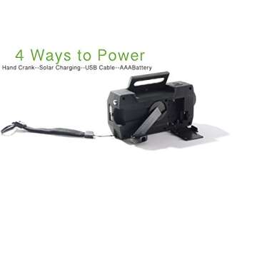Solar + Hand Crank AM FM Radio Emergency NOAA Weather Radio + USB 2000mAh Power Bank Phone Charger & LED Flashlight w/SOS Bonus Survival Paracord Bracelet Magnesium Flint Fire Starter Compass Whistle