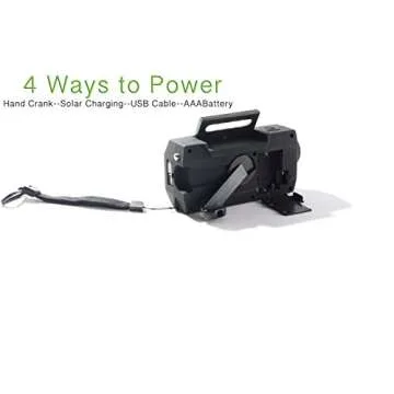 Solar + Hand Crank AM FM Radio Emergency NOAA Weather Radio + USB 2000mAh Power Bank Phone Charger & LED Flashlight w/SOS Bonus Survival Paracord Bracelet Magnesium Flint Fire Starter Compass Whistle