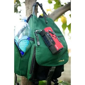 Solar + Hand Crank AM FM Radio Emergency NOAA Weather Radio + USB 2000mAh Power Bank Phone Charger & LED Flashlight w/SOS Bonus Survival Paracord Bracelet Magnesium Flint Fire Starter Compass Whistle