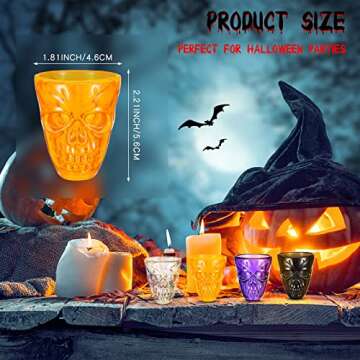 Honeydak Halloween Skull Party Favor Shot Glasses 1.86 oz/ 55 ml Unbreakable Skull Shot Cups Plastic...