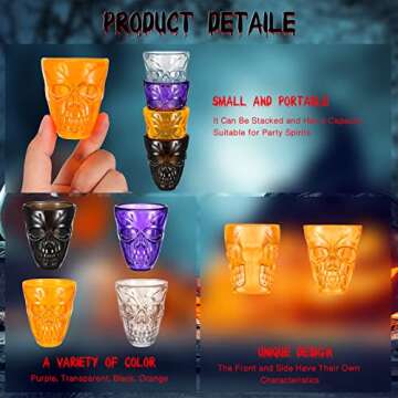 Honeydak Halloween Skull Party Favor Shot Glasses 1.86 oz/ 55 ml Unbreakable Skull Shot Cups Plastic Halloween Cups for Spirits Vodka Halloween Party Decoration Supplies(48 Pieces)